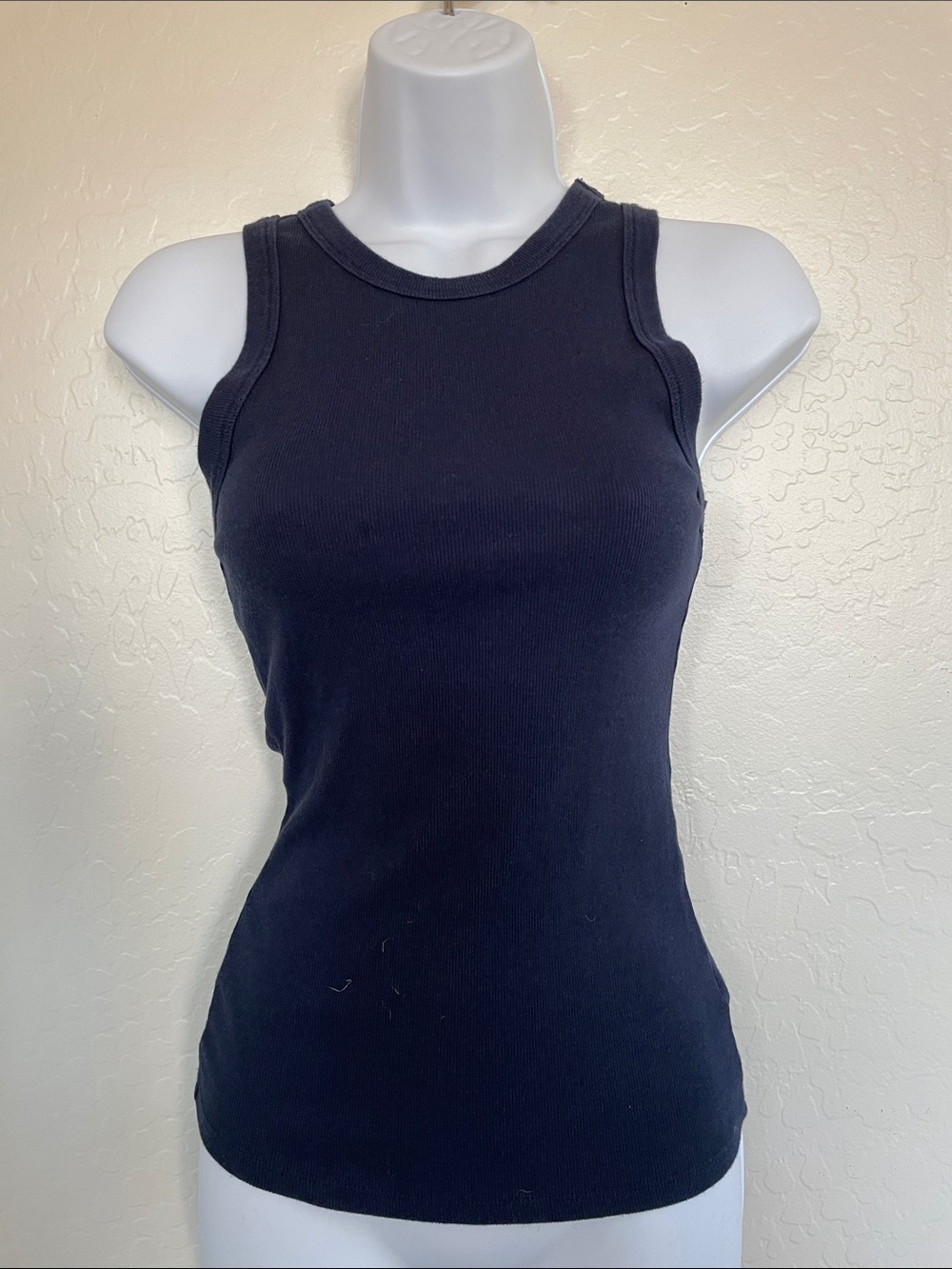 Women’s Navy Ribbed Tank Top - Classic Sleeveless Tee